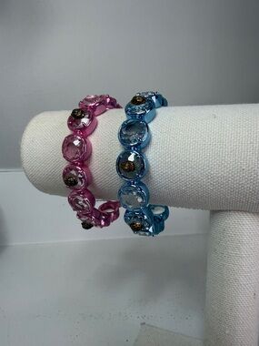 Kurt Geiger Pink and Blue Crystal Bracelet Set - Women's Jewelry
